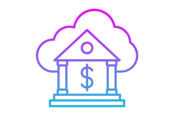 Cloud Banking Line Gradient Icon: A Modern Visual Asset