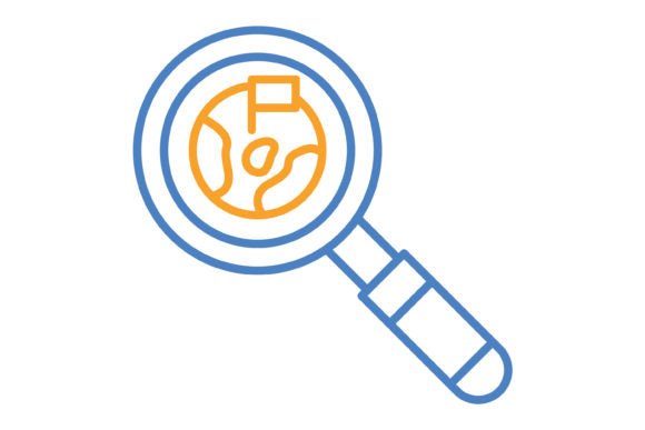 Discovery Blue & Orange Line Icon: Versatile Design Assets