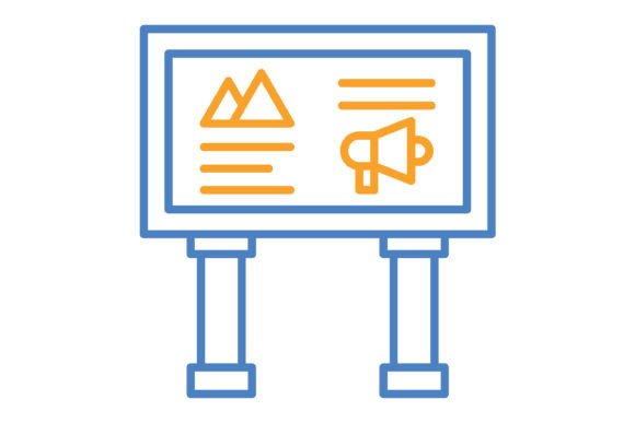 Elevate Your Brand: The Advertisement Blue & Orange Line Icon Set
