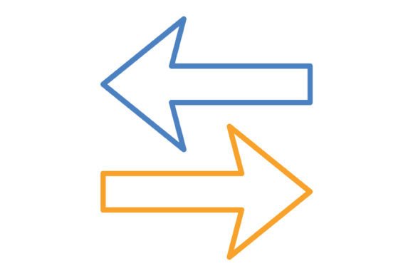 Left Right Blue & Orange Line Icon: A Versatile Design Asset
