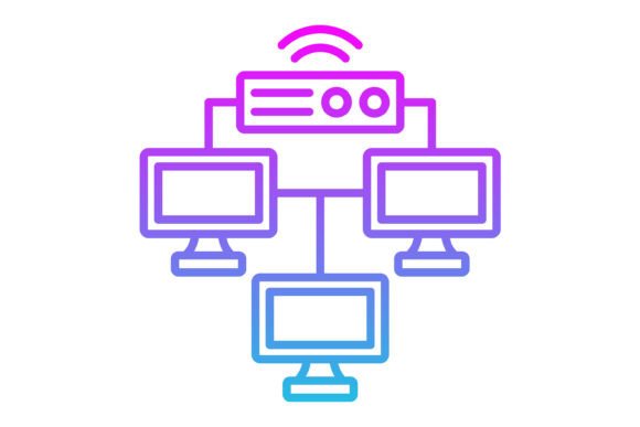 Local Network Line Gradient Icon: A Modern Design Asset