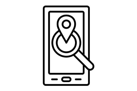Location Search Outline Icon: A Modern Design Asset