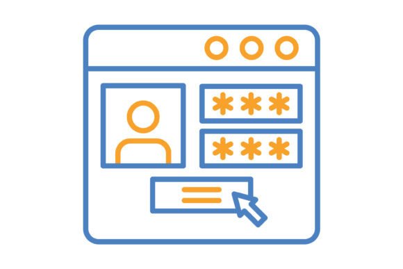 Login Blue & Orange Line Icon: A Dynamic Design Asset