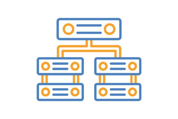 Servers Blue & Orange Line Icon: A Designer's Practical Asset