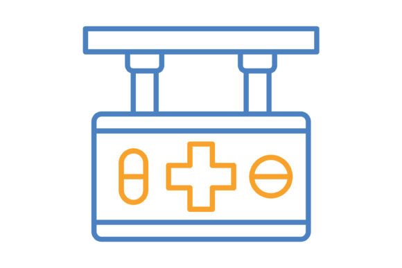 Signboard Blue & Orange Line Icon: Your Versatile Design Asset