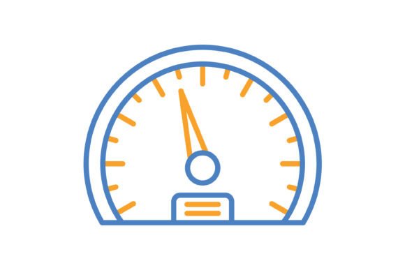 Speedometer Blue & Orange Line Icon: A Dynamic Design Asset