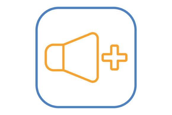Volume Up Blue & Orange Line Icon: Your Go-To Design Asset