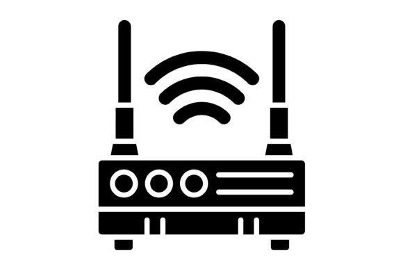 Wireless Router Glyph Icon: Modern Connectivity for Your Projects